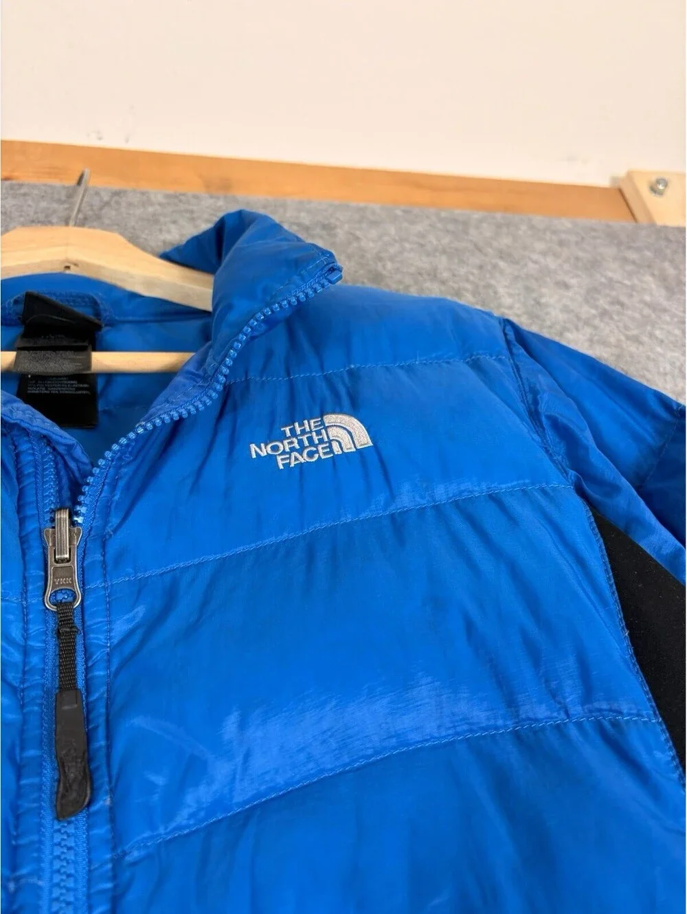 North Face Crimptastic Jacket Boys Large Blue Black Down Puffer Pertex Quantum